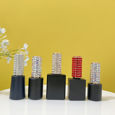 ขวดยาทาเล็บแก้วเปล่า 12ml 15ml สีดำสีขาวสีชมพูสีฟ้า